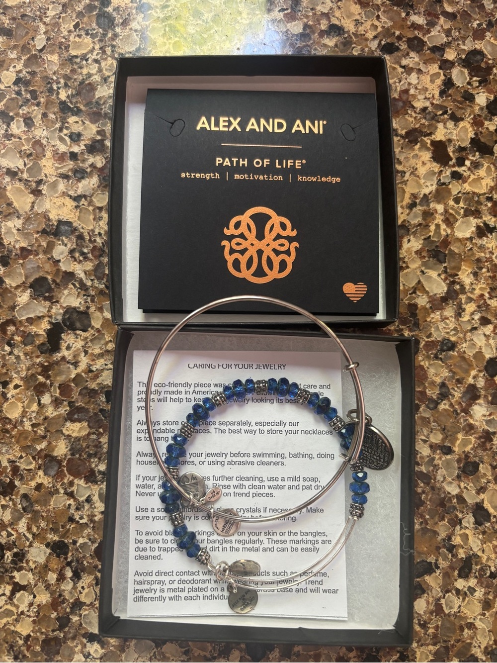 Alex and Ani Path of Life Two Charm Bracelets • Strength • Motivation •Knowledge